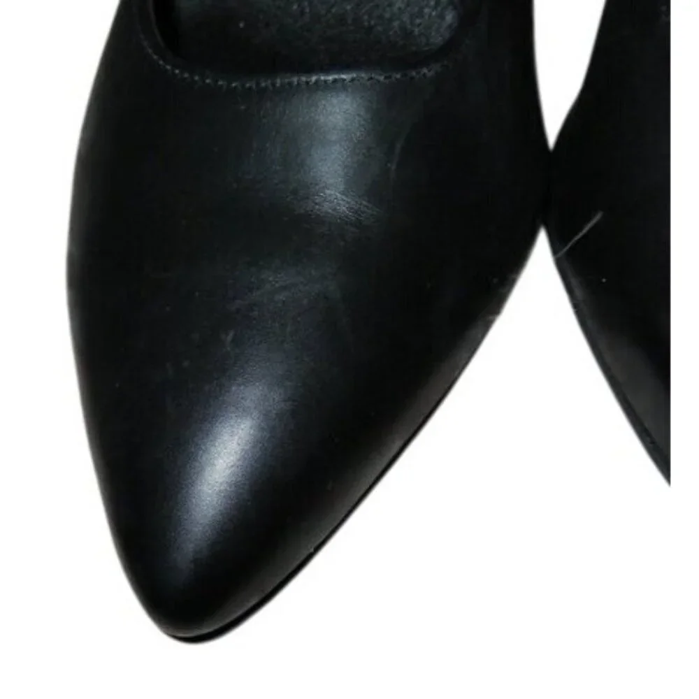 Paul Green Black Italian Leather Criss cross straps Heels Pumps Dress shoes 5.5